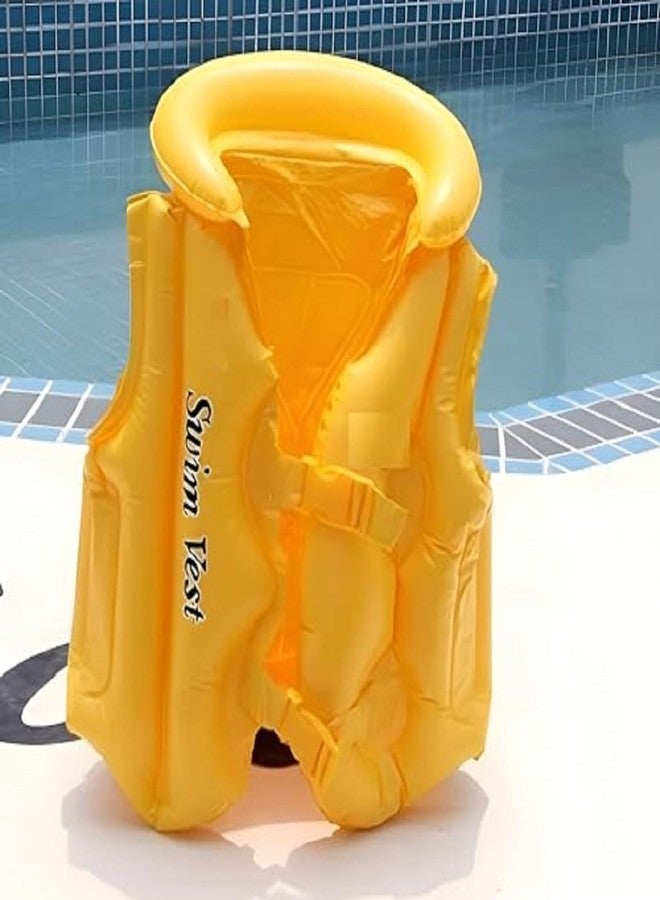 NELSTRAB Yellow Swimming Jacket & Swimming Ring & Goggles Combo Adjustable Float Inflatable Swim Vest Safety for Girls Boys Kids(5-8 Year)(Combo) - Image 2